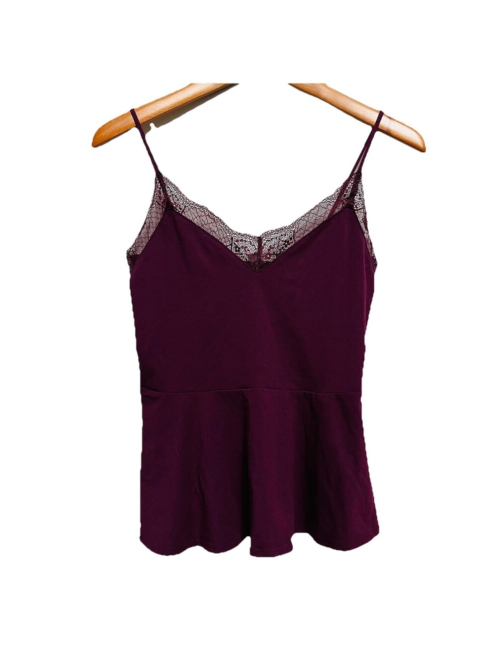 Express Women’s Size S Purple Lace Trim Peplum Camisole Y2K Whimsigoth